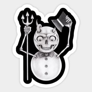 Snowman demon smiley drawing christmas skeleton. Sticker